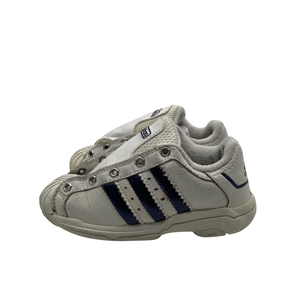 Adidas Superstar Toddler Sneakers White Navy Blue Shell Toe Low Top Shoes